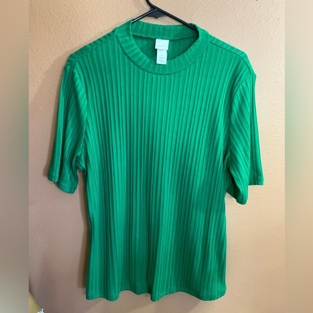 H&M Kelly Green Ribbed Blouse
